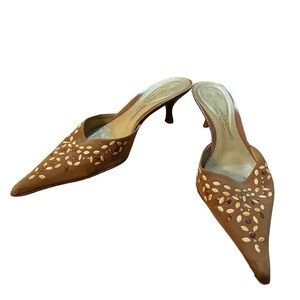 Giuliano Venanzi Embellished Mule Slip On Heels (38IT = 7.5 US)